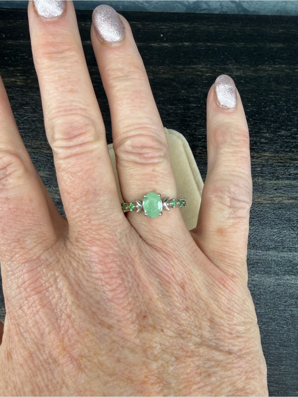 Natural 1.50Ct Emerald with emerald accent 925 Sterling Silver Ring Sz 7.25 - Picture 6 of 10